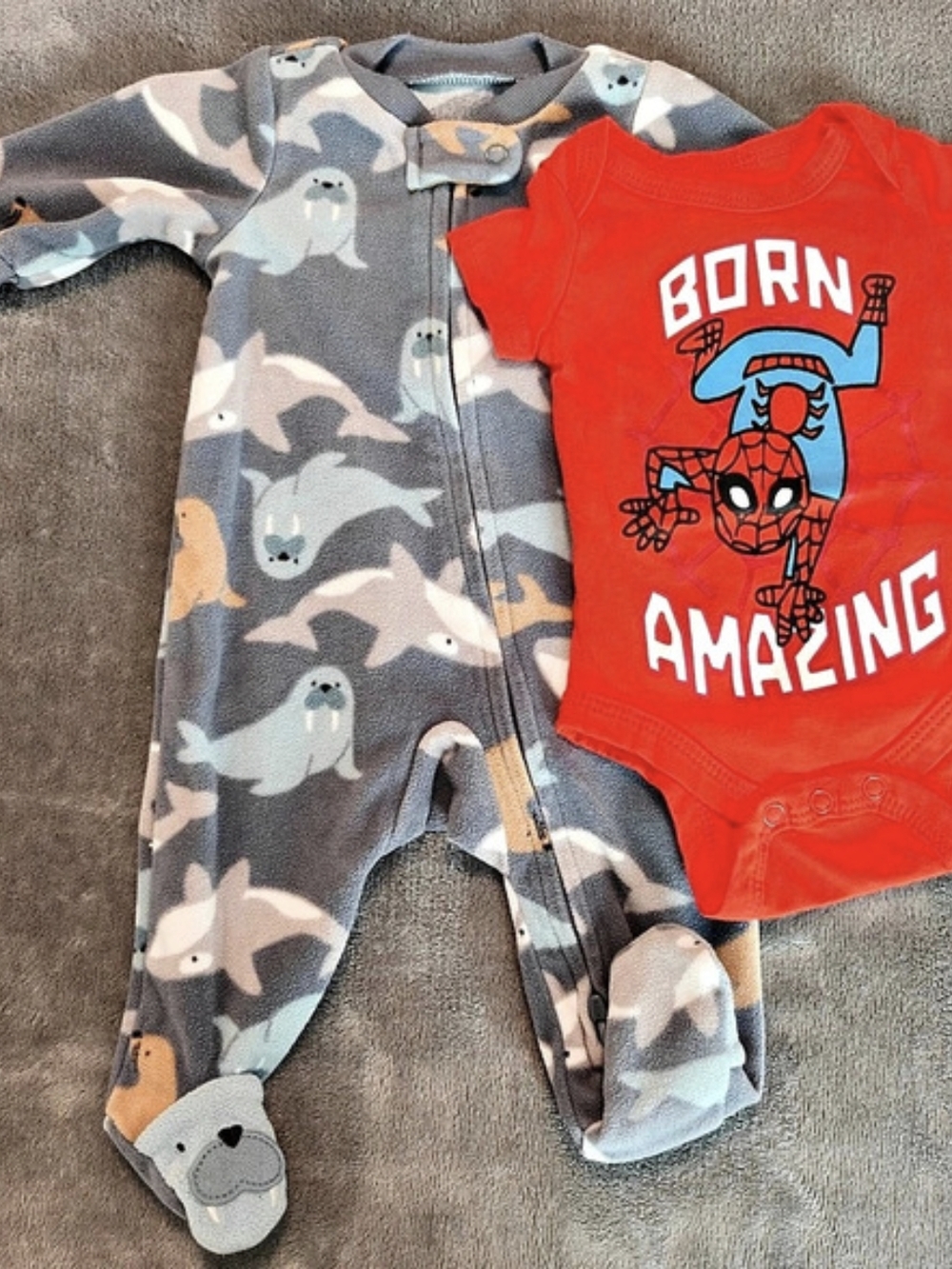 Kid's Carter's Sleeper & Marvel Onesie, Newborn